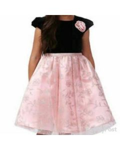 Jona Michelle Girls Dress Black Velvet Top Blush Glitter Floral Tulle 