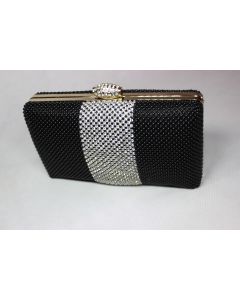 Madame Posh Black Bead/Silver Diamantes Clutch Bags