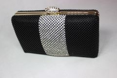 Madame Posh Black Bead/Silver Diamantes Clutch Bags